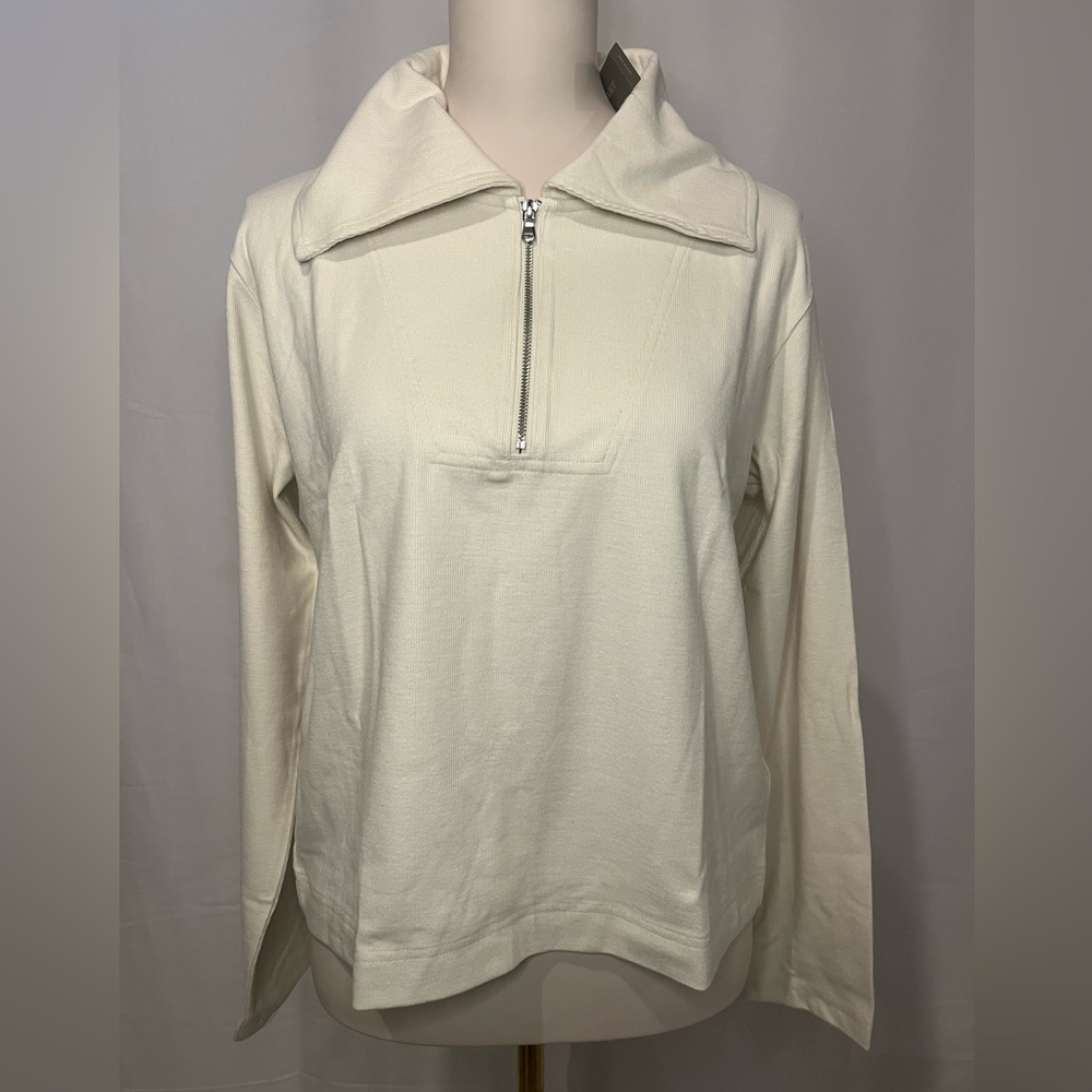 J.Crew Soft rib quarter-zip top in natural - Picture 6 of 8